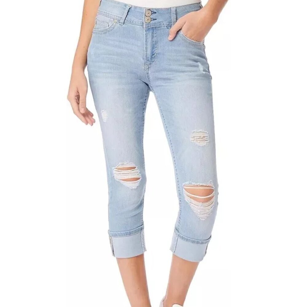 WallFlower Women's Luscious Curvy 23.5" Crop Mid-Rise Insta Stretch Junior Sz 3